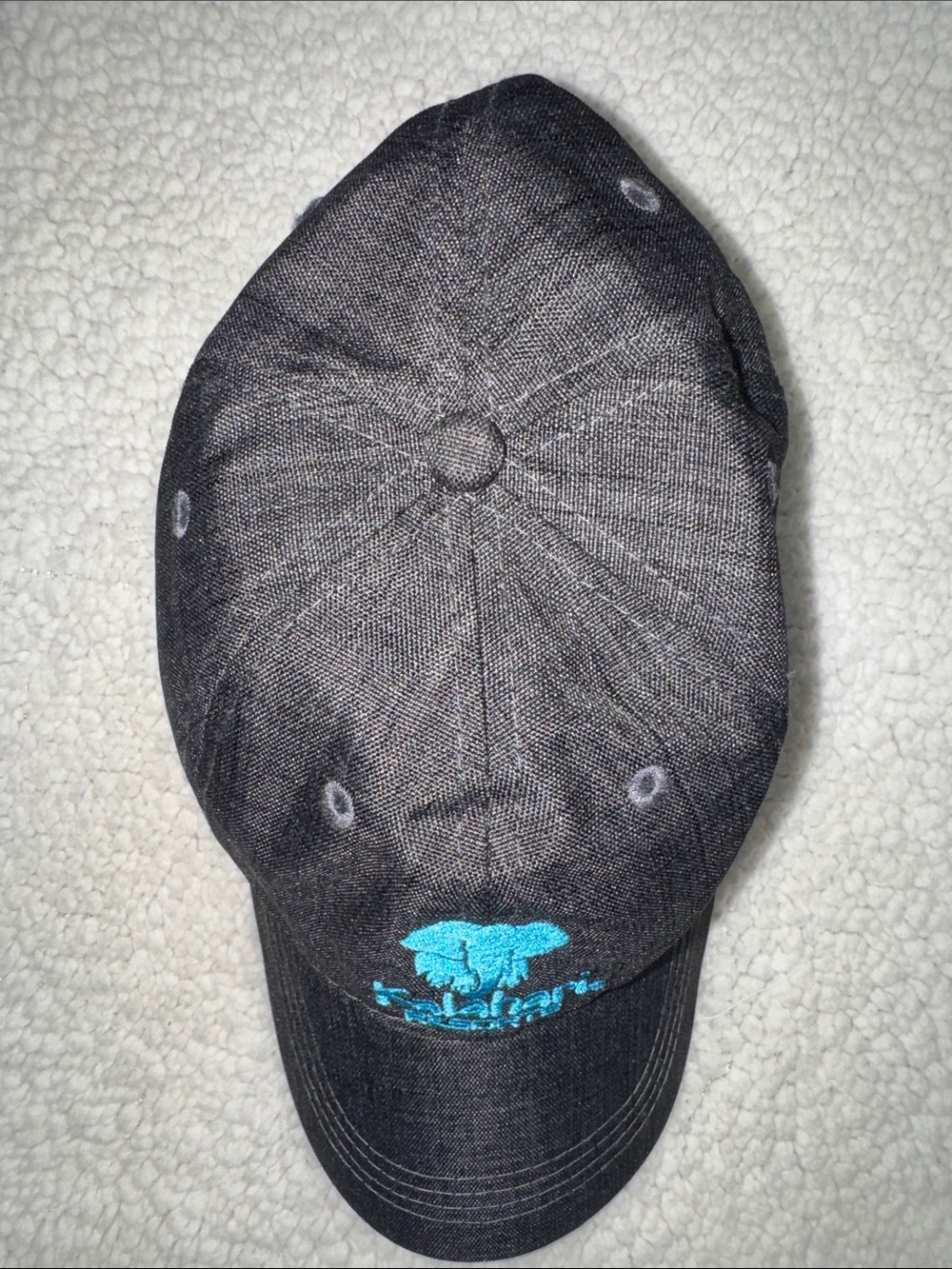Kalahari- NWOT Charcoal Baseball Cap with Teal Elephant Embroidery - Picture 11 of 12